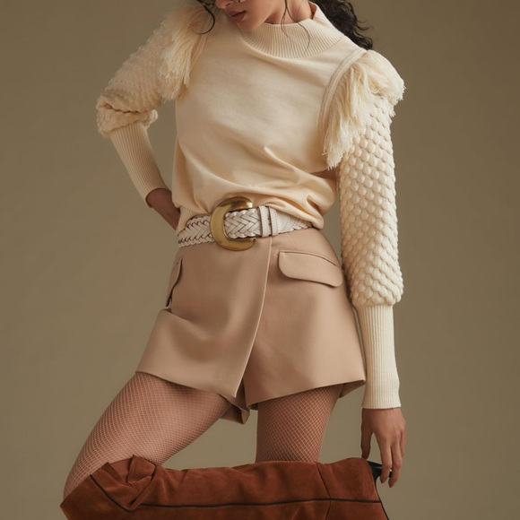 DOLAN Anthropologie Fringe Sweater Cream Size S - Picture 2 of 5